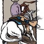 Man on cutting horse - embroidery design/illustration Man on cutting horse - embroidery design/illustration