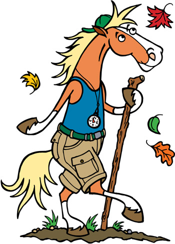 Miles the Pony hiking (MCTA mascot)