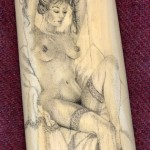 Nude Scrimmed On Colt 1911 Officers Model Grips in Ivory Nude Scrimmed On Colt 1911 Officers Model Grips in Ivory
