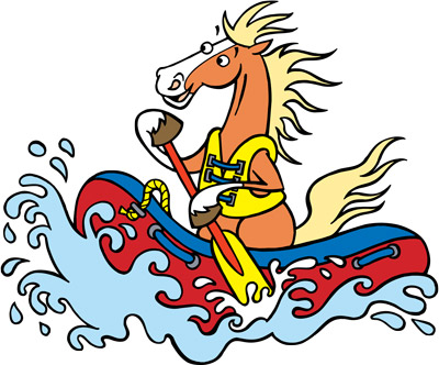 Miles the Pony whitewater rafting (MCTA mascot) 